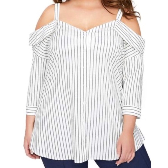 Michel Studio Tops - NWT Michel Studio Striped Off Shoulder Top